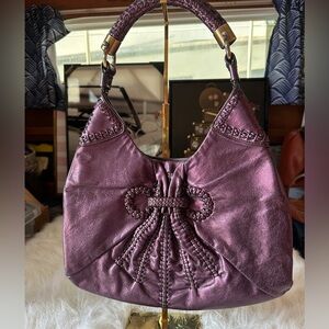 Salvatore Ferragamo Purple Gancini Leather Hobo Bag